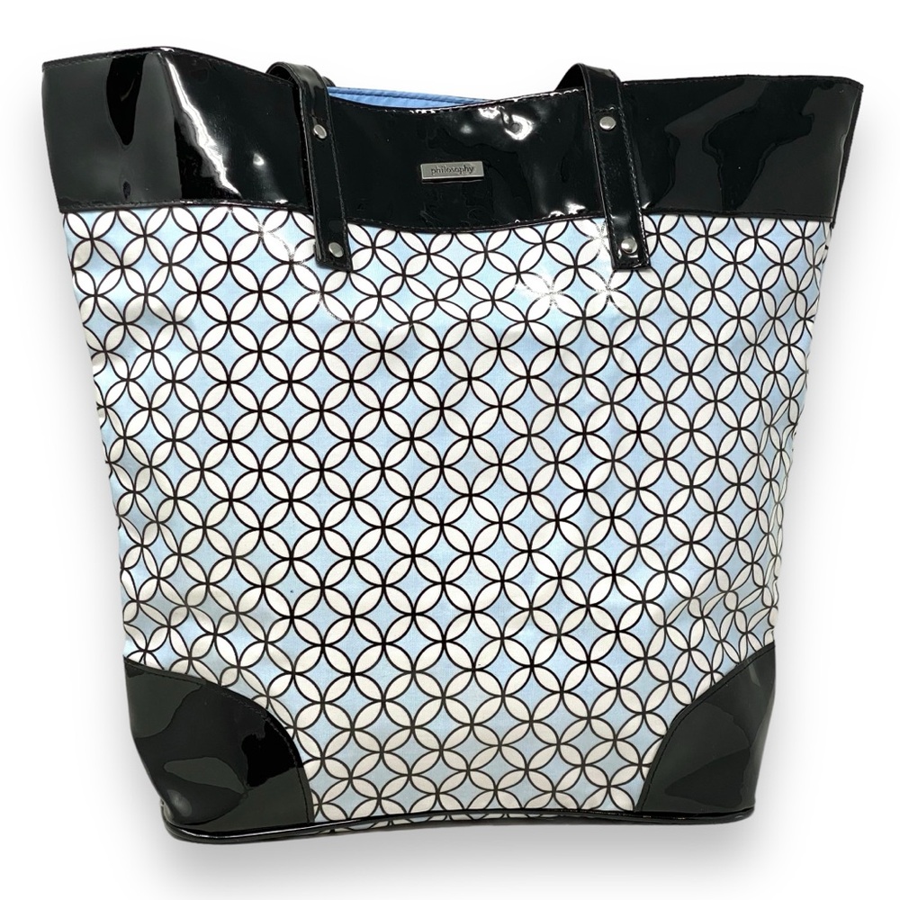 Philosophy Vinyl Tote Purse NEW Lightweight Shoulder Bag Geometric Design